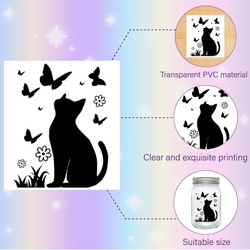 Creatcabin 24 أنماط ماسون جرة ديكور عيد الميلاد صورة ظلية شارات ملصقات القصاصات القصاصات شارات القطط مقاومة للماء لعيد الميلاد جدار الجدار in Kuwait