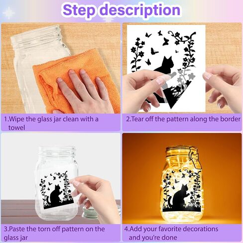 Creatcabin 24 أنماط ماسون جرة ديكور عيد الميلاد صورة ظلية شارات ملصقات القصاصات القصاصات شارات القطط مقاومة للماء لعيد الميلاد جدار الجدار in Kuwait