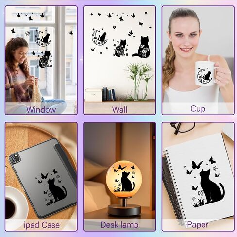 Creatcabin 24 أنماط ماسون جرة ديكور عيد الميلاد صورة ظلية شارات ملصقات القصاصات القصاصات شارات القطط مقاومة للماء لعيد الميلاد جدار الجدار in Kuwait
