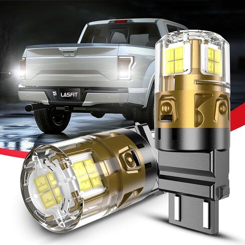 LASFIT 3157 LED Reverse Lights Fit for Silverado 1500 2500 3500 HD, Super Bright 6000K Xenon White Backup Bulbs, Fit 3156 3057 3047 4114 4157 4057 Sockets, Back Up DRL Tail Light Replacement, 2PCS in Kuwait