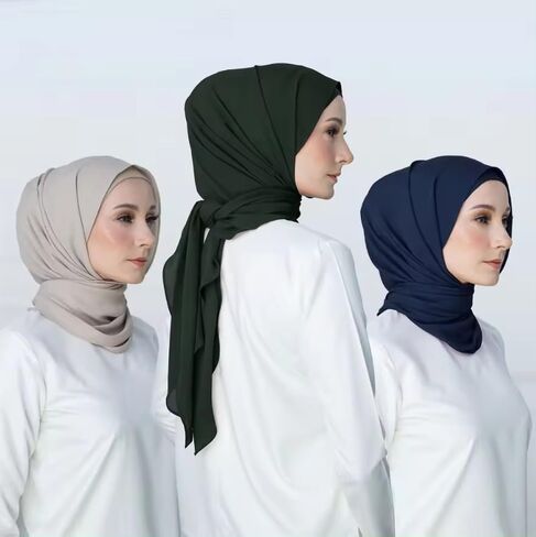 SYANKANGXIAO 4 Pieces 43Inch Square Scarf Shawls for Women Muslim Plain Wrap Hijab Head Scarf Turban in Kuwait