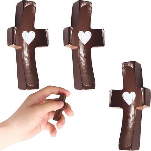 VOBUYING Cross My Heart, Encouragement Gift, Relieve Anxiety Comfort for Clutching, Clinging and Praying, Wooden Cross Fidget（3 Pack, Black） in Saudi Arabia