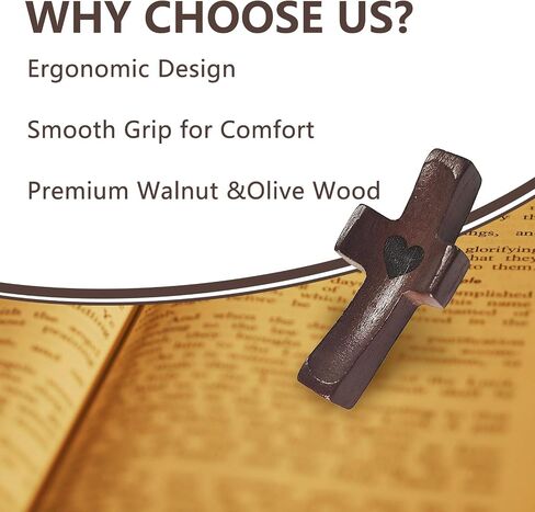 VOBUYING Cross My Heart, Encouragement Gift, Relieve Anxiety Comfort for Clutching, Clinging and Praying, Wooden Cross Fidget（3 Pack, Black） in Saudi Arabia