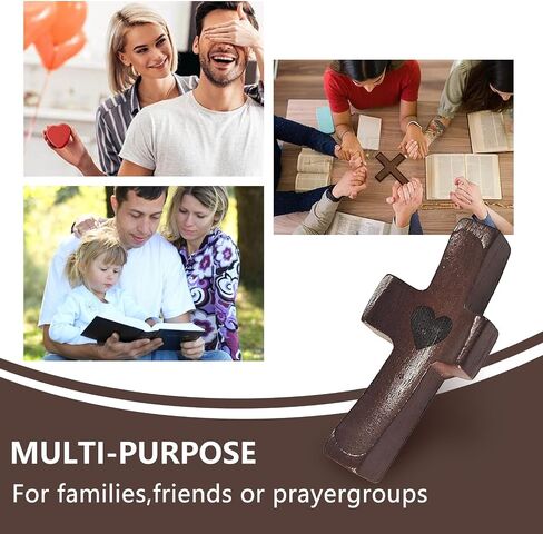 VOBUYING Cross My Heart, Encouragement Gift, Relieve Anxiety Comfort for Clutching, Clinging and Praying, Wooden Cross Fidget（3 Pack, Black） in Saudi Arabia