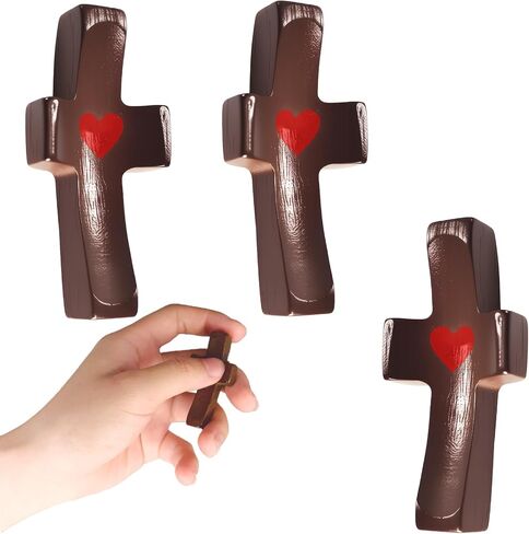 VOBUYING Cross My Heart, Encouragement Gift, Relieve Anxiety Comfort for Clutching, Clinging and Praying, Wooden Cross Fidget（3 Pack, Black） in Saudi Arabia