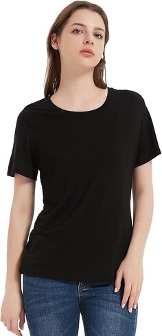 100% Merino Wool T Shirts Women, Short Sleeve Crew Neck Tee Lightweight Undershirt, No-Odor Base Layer for Hiking in Kuwait