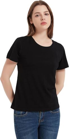 100% Merino Wool T Shirts Women, Short Sleeve Crew Neck Tee Lightweight Undershirt, No-Odor Base Layer for Hiking in Kuwait