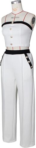 2 Piece Outfits for Women Sexy High Waist Jumpsuit Off Shoulder Tube Tops Bodycon Wide Leg Sets in Kuwait