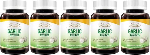 Lovita Odorless Garlic Extract, 50mg 100:1 Concentrate, High Potency, 1.25% Allicin, Gluten-Free, Supports Immune & Cardiovascular Health, 60 Vegan Capsules, 2 Month Supply in Kuwait