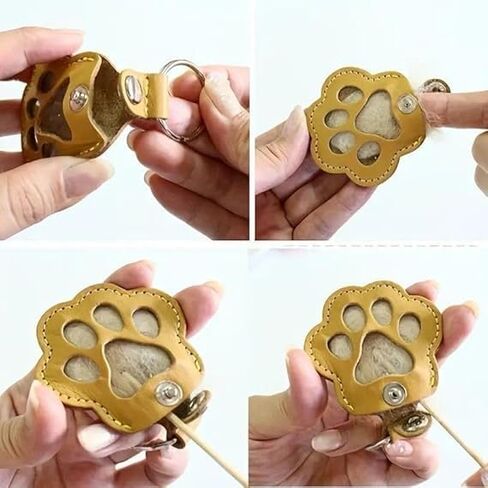 Leather Pet Memorial Keychain Pet Memorial Gifts for Cat Dog Cute Leather Paw Keychain Pet Hair Keepsake Keyring in Saudi Arabia