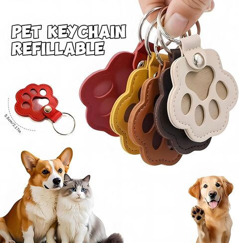 Leather Pet Memorial Keychain Pet Memorial Gifts for Cat Dog Cute Leather Paw Keychain Pet Hair Keepsake Keyring in Saudi Arabia