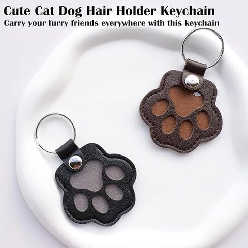 Leather Pet Memorial Keychain Pet Memorial Gifts for Cat Dog Cute Leather Paw Keychain Pet Hair Keepsake Keyring in Saudi Arabia