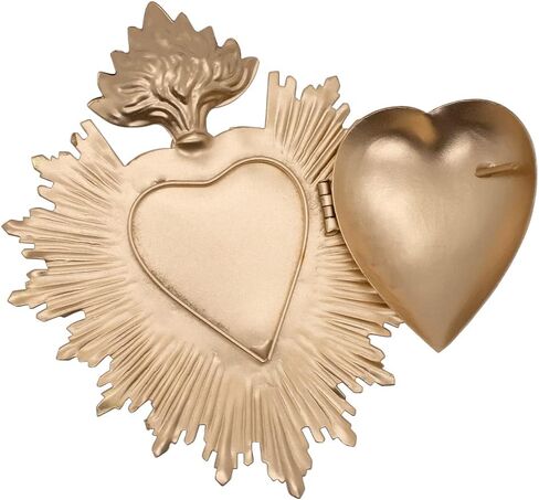 Milagro Heart Wall Ornament Ex Voto | Beautiful Sacred Heart Home Décor | Great Catholic Gift for Sacraments and Housewarming | Locket Space for Small Trinkets (Gunmetal) in Saudi Arabia