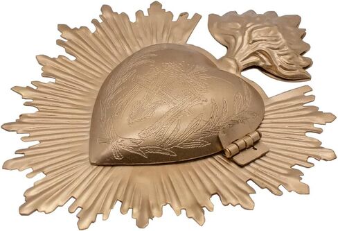 Milagro Heart Wall Ornament Ex Voto | Beautiful Sacred Heart Home Décor | Great Catholic Gift for Sacraments and Housewarming | Locket Space for Small Trinkets (Gunmetal) in Saudi Arabia