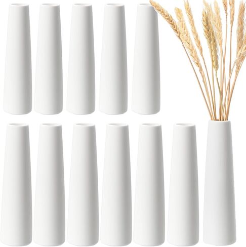 6 Pieces White Ceramic Vases for Home Decor 7.09 inch Tall Vases for Centerpieces Modern Floral for Wedding Party Event Home Office Decoration(Modern) in Saudi Arabia