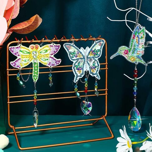 3 قطع من لوحات Suncatcher Wind Chime Cross Sun Star Moon Heart Mandala مزدوجة الجوانب من الكريستال جوهرة طلاء حسب الرقم زخرفة معلقة لحديقة المنزل (القمر، القلب، الماندالا) in Saudi Arabia