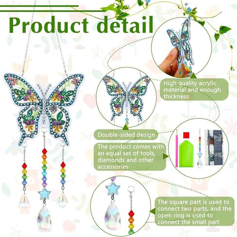 3 قطع من لوحات Suncatcher Wind Chime Cross Sun Star Moon Heart Mandala مزدوجة الجوانب من الكريستال جوهرة طلاء حسب الرقم زخرفة معلقة لحديقة المنزل (القمر، القلب، الماندالا) in Saudi Arabia