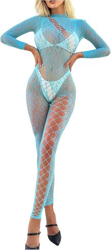 شبكة صيد الفهد للسيدات شاهد من خلال Lingerie Lingerie Cheetah قطعة واحدة مجوفة in Kuwait