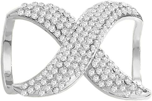 Rhinestone Infinity Silk Scarf Ring Brooch for Women Fashion Crystal X Chain Shawl Scarves Buckle Clip Brooches Dainty Dress Accessories Wedding Birthday Jewelry Gift in Saudi Arabia