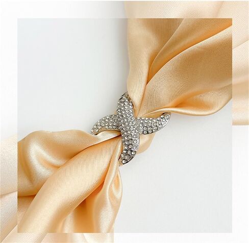 Rhinestone Infinity Silk Scarf Ring Brooch for Women Fashion Crystal X Chain Shawl Scarves Buckle Clip Brooches Dainty Dress Accessories Wedding Birthday Jewelry Gift in Saudi Arabia