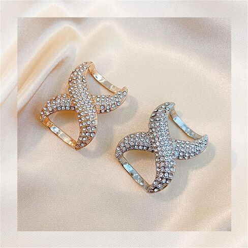 Rhinestone Infinity Silk Scarf Ring Brooch for Women Fashion Crystal X Chain Shawl Scarves Buckle Clip Brooches Dainty Dress Accessories Wedding Birthday Jewelry Gift in Saudi Arabia