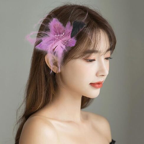Multi-function Feather Flower Brooch Pins & Hair Clips for Women Girls Corsage Brooch Party Ceremony Accessories Dance Banquet Pins Headdress in Saudi Arabia
