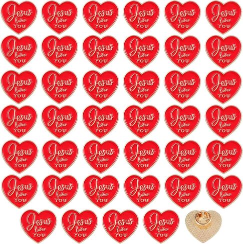 40 Pcs Religious Jesus Pins Bulk Christian Favors Includes Jesus Loves You Sign Lapel Pin Brooches Heart Pins for Church Sunday School Gift in Saudi Arabia
