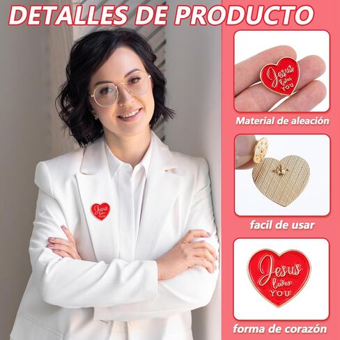 40 Pcs Religious Jesus Pins Bulk Christian Favors Includes Jesus Loves You Sign Lapel Pin Brooches Heart Pins for Church Sunday School Gift in Saudi Arabia