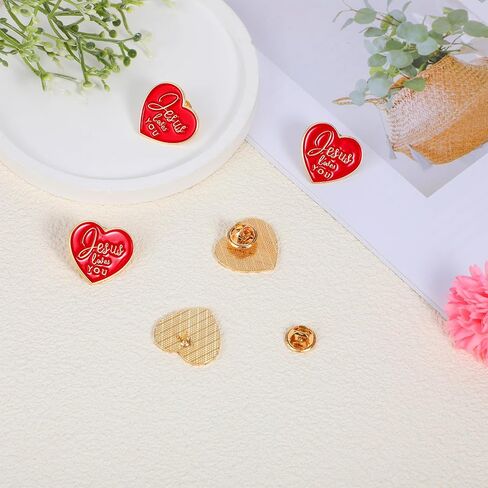 40 Pcs Religious Jesus Pins Bulk Christian Favors Includes Jesus Loves You Sign Lapel Pin Brooches Heart Pins for Church Sunday School Gift in Saudi Arabia