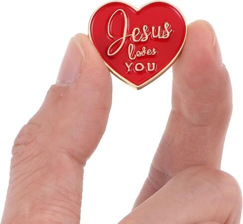 40 Pcs Religious Jesus Pins Bulk Christian Favors Includes Jesus Loves You Sign Lapel Pin Brooches Heart Pins for Church Sunday School Gift in Saudi Arabia