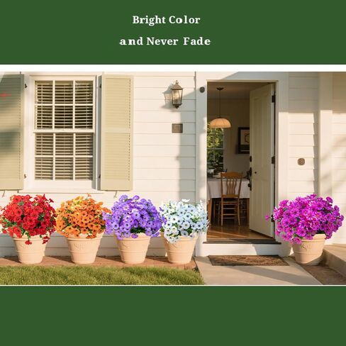 Artificial Flowers for Outdoors,Silk Fake Flowers,UV Resistant Artificial Outdoor Flowers for Outdoor Indoor Garden Home Decoration,12 Bundles (Colorful) in Saudi Arabia