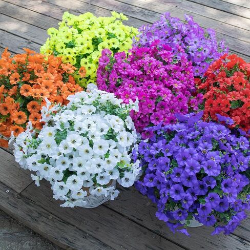 Artificial Flowers for Outdoors,Silk Fake Flowers,UV Resistant Artificial Outdoor Flowers for Outdoor Indoor Garden Home Decoration,12 Bundles (Colorful) in Saudi Arabia