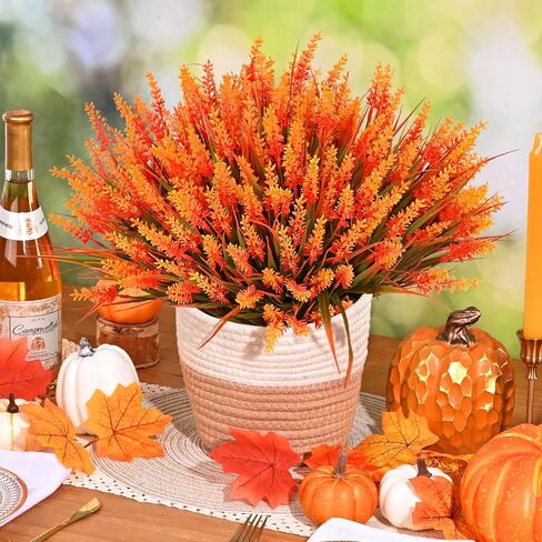 WAIPFARU MUMS FALE DECRED ، 20 حزم UV مقاومات فو للمزارعين في الهواء الطلق ، Fall Flowers مصطنعة للديكور ، نباتات فو لزخرفة الشكر الشرفة المنزلية (Orange) in Kuwait