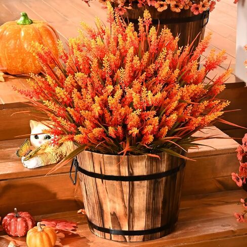 WAIPFARU MUMS FALE DECRED ، 20 حزم UV مقاومات فو للمزارعين في الهواء الطلق ، Fall Flowers مصطنعة للديكور ، نباتات فو لزخرفة الشكر الشرفة المنزلية (Orange) in Kuwait
