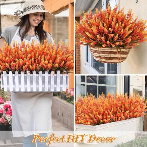WAIPFARU MUMS FALE DECRED ، 20 حزم UV مقاومات فو للمزارعين في الهواء الطلق ، Fall Flowers مصطنعة للديكور ، نباتات فو لزخرفة الشكر الشرفة المنزلية (Orange) in Kuwait