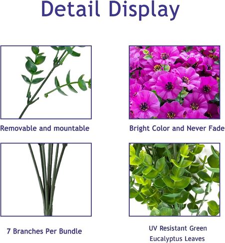 Artificial Flowers for Outdoors,Silk Fake Flowers,UV Resistant Artificial Outdoor Flowers for Outdoor Indoor Garden Home Decoration,12 Bundles (Colorful) in Saudi Arabia