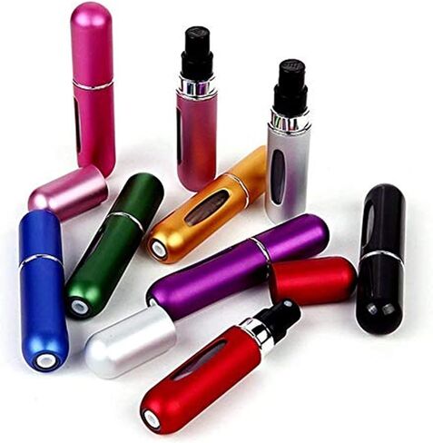 Refillable Perfume Atomizer Bottle, Pocket Cologne Sprayer, Travel Mini Perfume Atomizer Container Multicolor Perfume Spray, Scent Pump Case for Traveling 3 Pcs Pack of 5ml, Blue-Silver-Rose Pink in Saudi Arabia