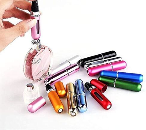 Refillable Perfume Atomizer Bottle, Pocket Cologne Sprayer, Travel Mini Perfume Atomizer Container Multicolor Perfume Spray, Scent Pump Case for Traveling 3 Pcs Pack of 5ml, Blue-Silver-Rose Pink in Saudi Arabia