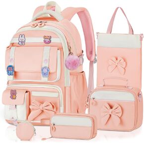5pc Cute Girls Backpack with Lunch Box Set, Blue Kawaii Aesthetic Bookbag, Kids School Backpack for Teen & Elementary in Kuwait