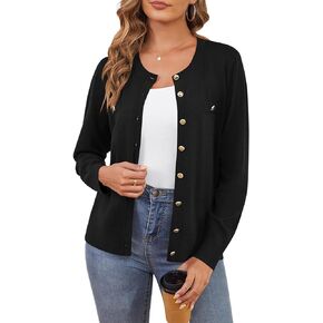 CZYINXIAN Women's Trendy Knit Cardigan Open Front Crewneck Button Down Long Sleeve Lightweight Sweater Cardigans in Kuwait