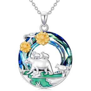 TOUPOP Sterling Silver Mama Bear 2-4 Cubs Family Jewelry for Women with Sunflower Gifts for Mother Daughter Birthday Mothers Day Gifts, 18+2 Chain in Saudi Arabia