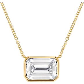 Emerald Cut Bezeled Solitaire Lab-Grown Diamond Necklace in 14k Yellow Gold – 2.62 Total Carats – E-F Color VS2 Clarity – Fine Jewelry Women’s Pendant for Elegant Daily Wear or Luxury Gift - IGI Certified in Saudi Arabia