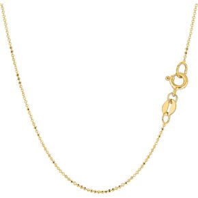 Jewelry Affairs 14k Yellow Gold Diamond Cut Bead Chain Necklace, 1.0mm in Saudi Arabia
