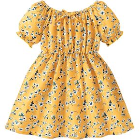 فتاة صغيرة الصيف فستان الأزهار 2025 نفخة الفتيات كاسول مطبوعة على الخط in Kuwait