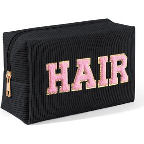 MAGEFY Corduroy Makeup Bag Small Makeup Bag for Purse with Compartments Cute Makeup Pouch Cosmetic Bag for Women Friends Preppy Gifts (Beige, HAIR) in Kuwait