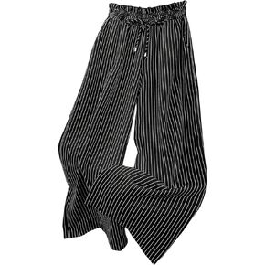 SHENHE Women's Striped Wide Leg Paper Bag Pants High Waisted Drawstring Loose Palazzo Pants in Kuwait