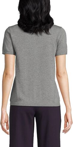 Lands' End Women's Cotton Modal Half Sleeve Mock Neck Pullover Sweater in Saudi Arabia