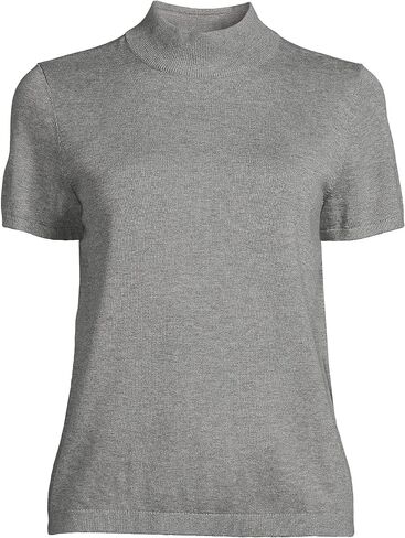 Lands' End Women's Cotton Modal Half Sleeve Mock Neck Pullover Sweater in Saudi Arabia