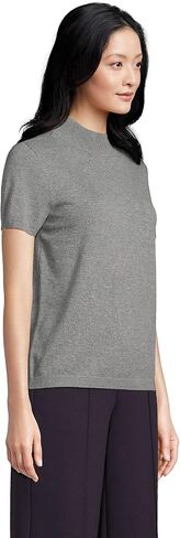 Lands' End Women's Cotton Modal Half Sleeve Mock Neck Pullover Sweater in Saudi Arabia
