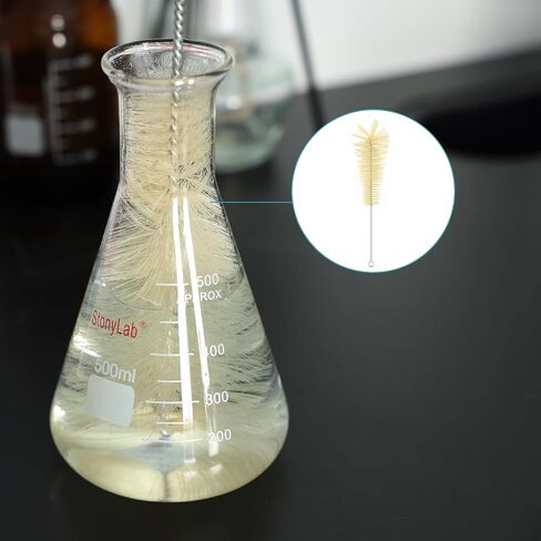 فرش قارورة stonylab Erlenmeyer، فرشتان من أسطوانات الأكواب، فرش أنبوبية لاختبار القارورة، فرش تنظيف الأواني الزجاجية للمختبر مع مقبض من الفولاذ المقاوم للصدأ 304 للاستخدام في المختبر، 35 سم in Saudi Arabia